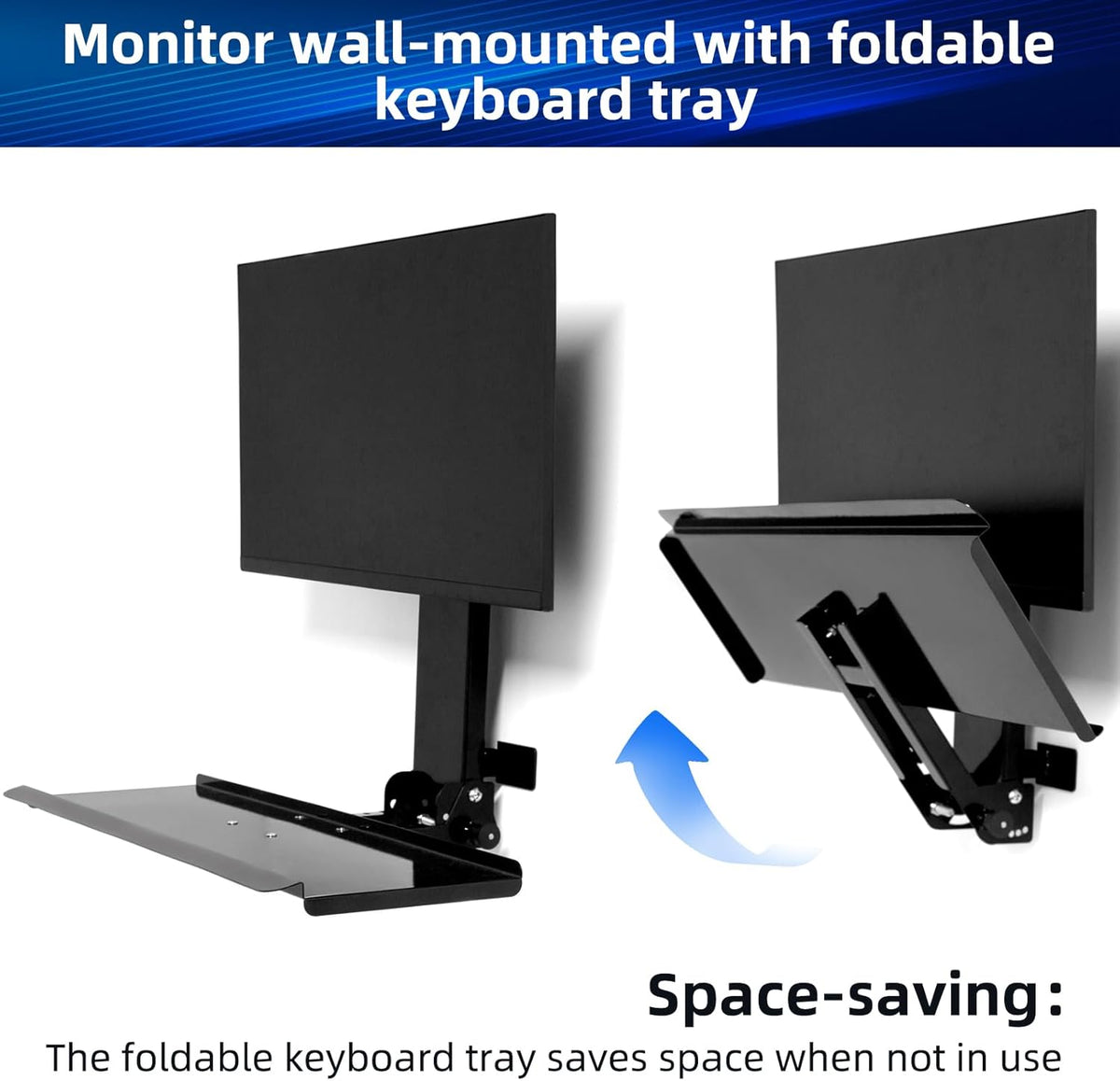 Foldable Wall-Mounted Monitor & Keyboard Tray for Mac mini & Mini PCs