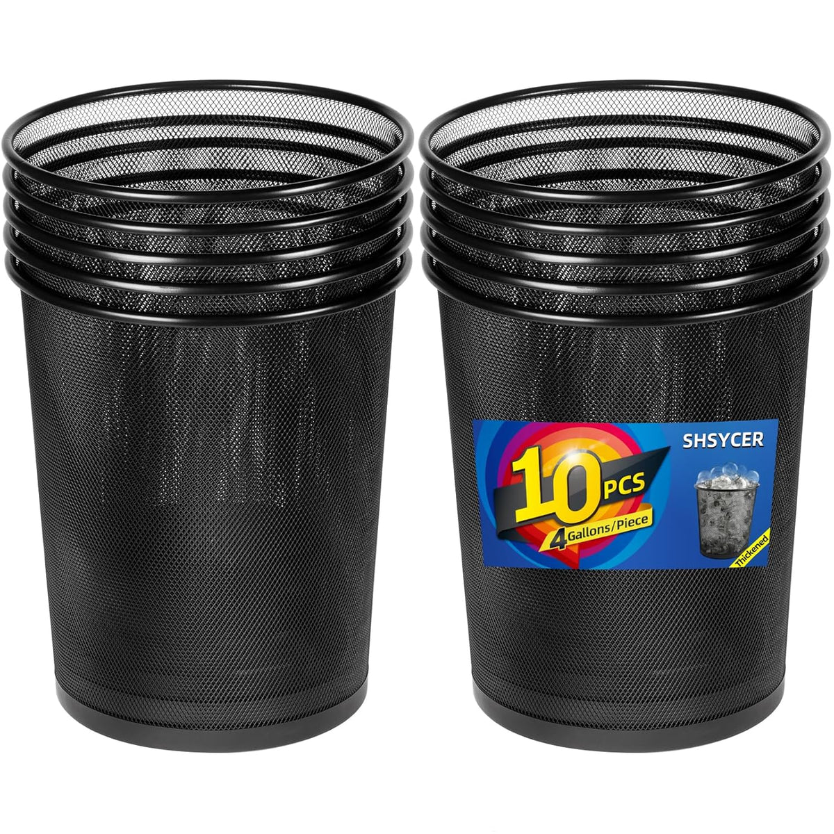 10-Pack 4-Gallon Metal Mesh Trash Cans