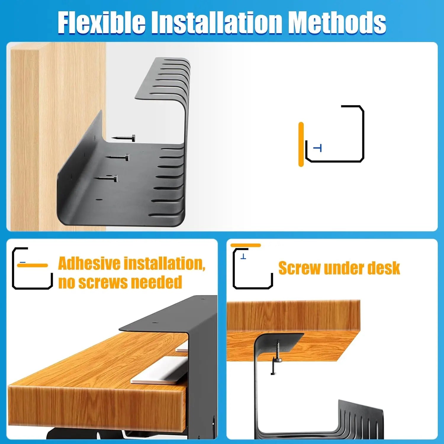 Under Desk Cable Management Tray-2 Pack
