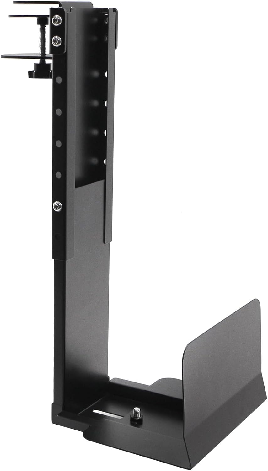 Adjustable Clamp-On Under Desk PC Tower Mount – No Drilling