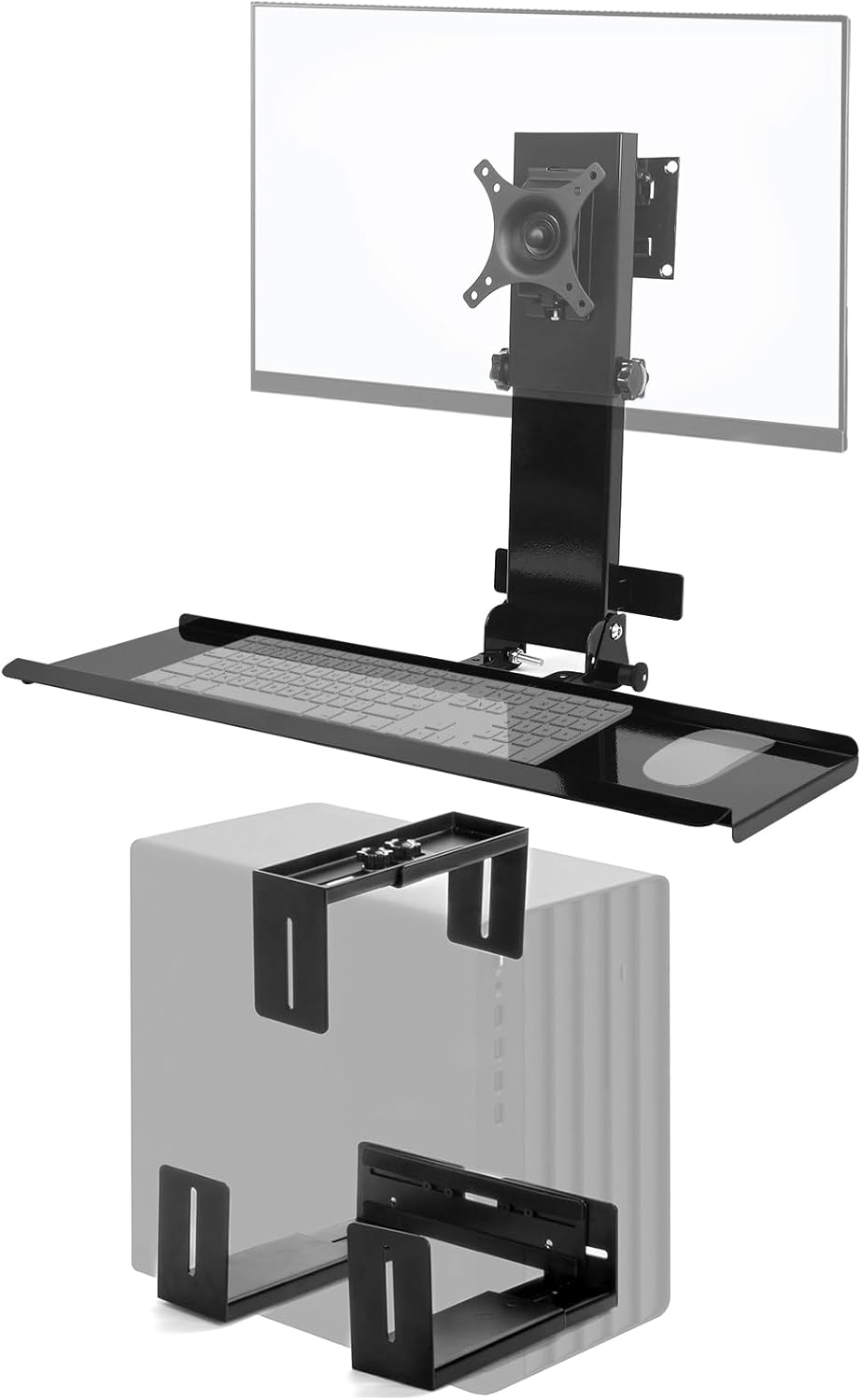Foldable Wall-Mounted Monitor & Keyboard Tray for Mac mini & Mini PCs