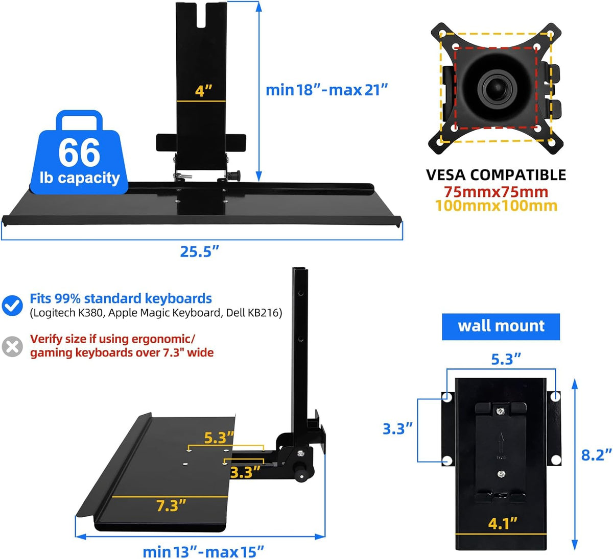 Foldable Wall-Mounted Monitor & Keyboard Tray for Mac mini & Mini PCs