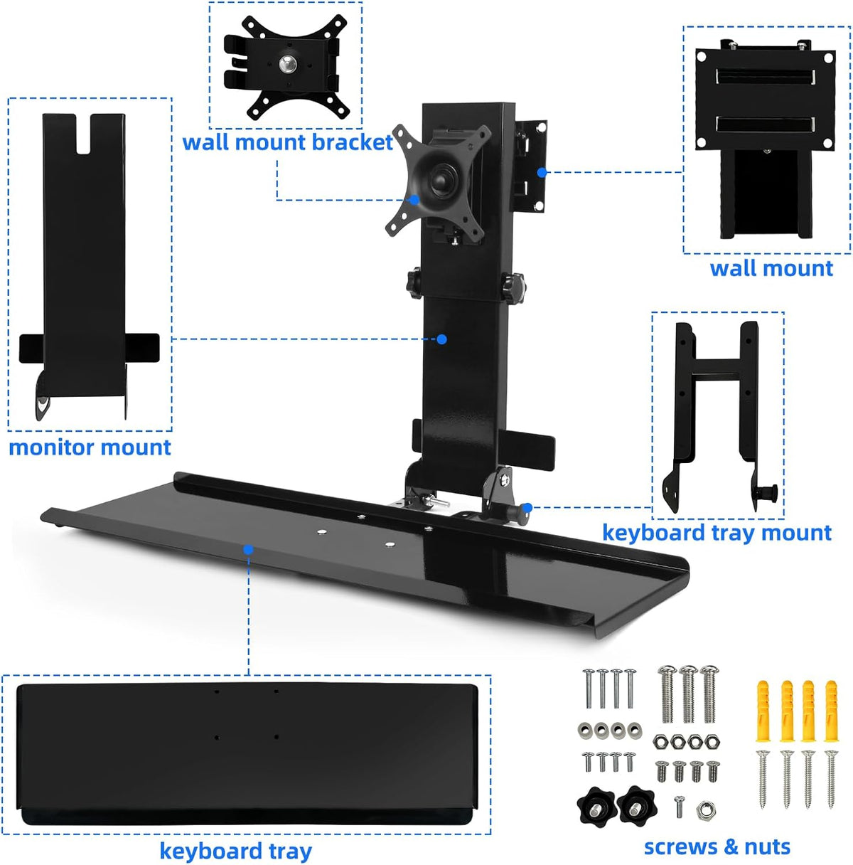 Foldable Wall-Mounted Monitor & Keyboard Tray for Mac mini & Mini PCs