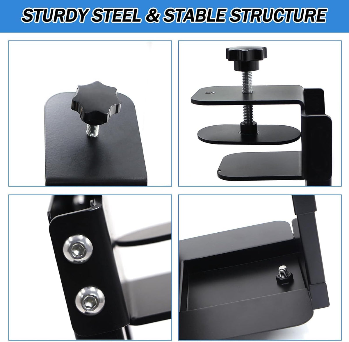 Adjustable Clamp-On Under Desk PC Tower Mount – No Drilling