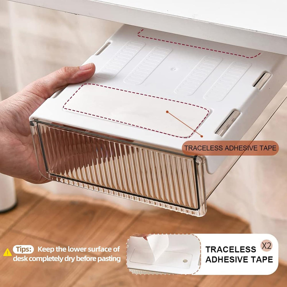 2-Piece Under Desk Storage Drawer Set – Large & Medium