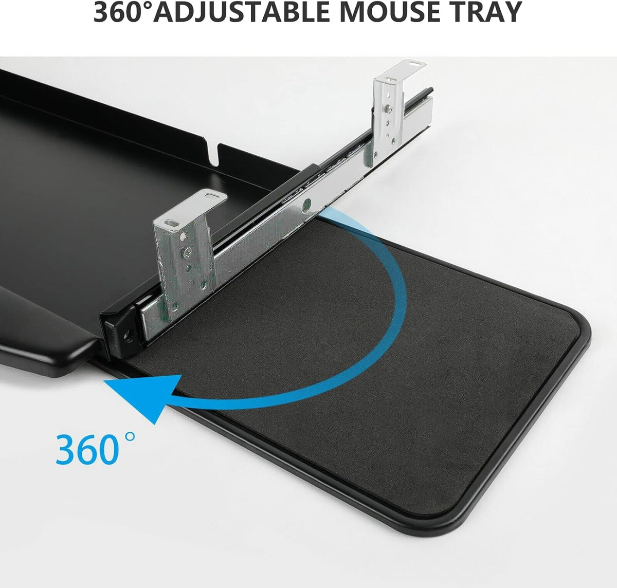 Solid Steel Slide-Out Keyboard Tray with Rotating Mouse Platform