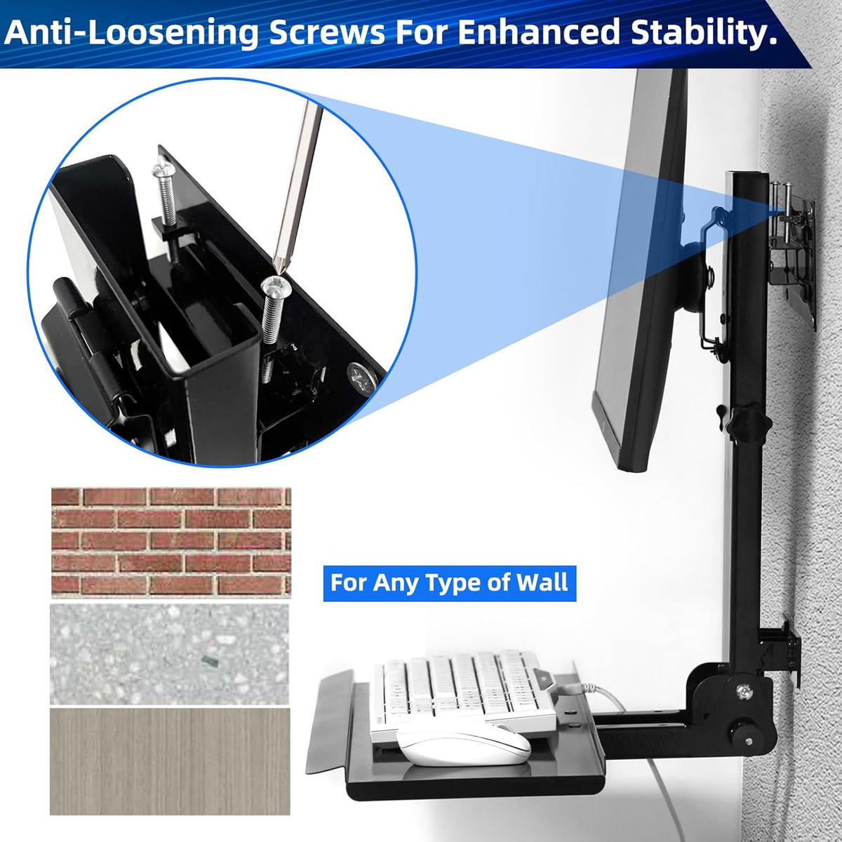 Foldable Wall-Mounted Monitor & Keyboard Tray for Mac mini & Mini PCs