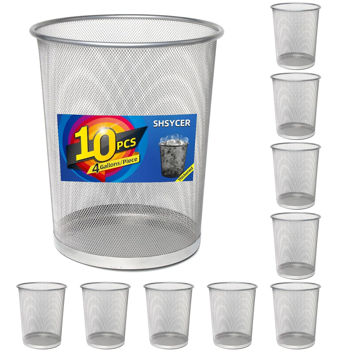 10-Pack 4-Gallon Metal Mesh Trash Cans