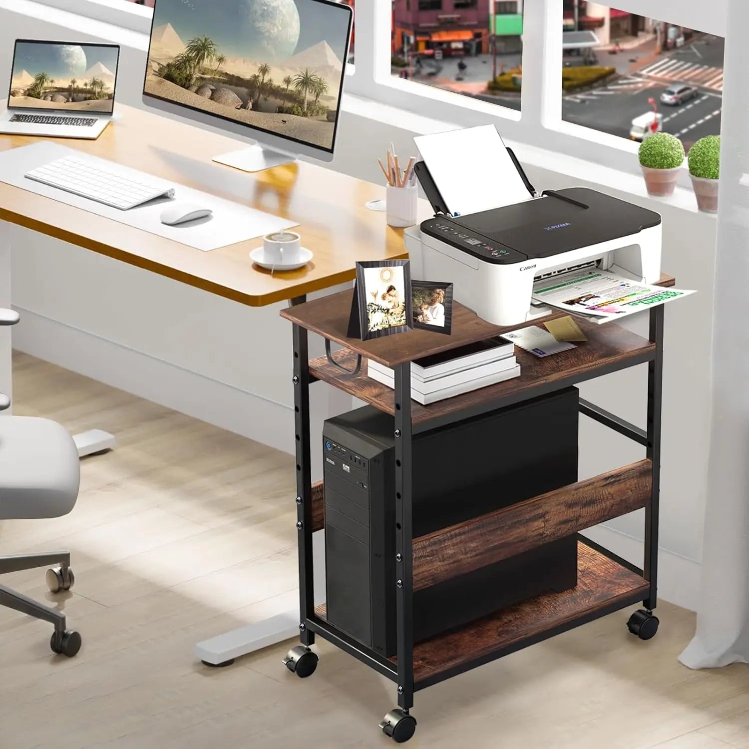 Adjustable 3-Tier Computer Tower Stand