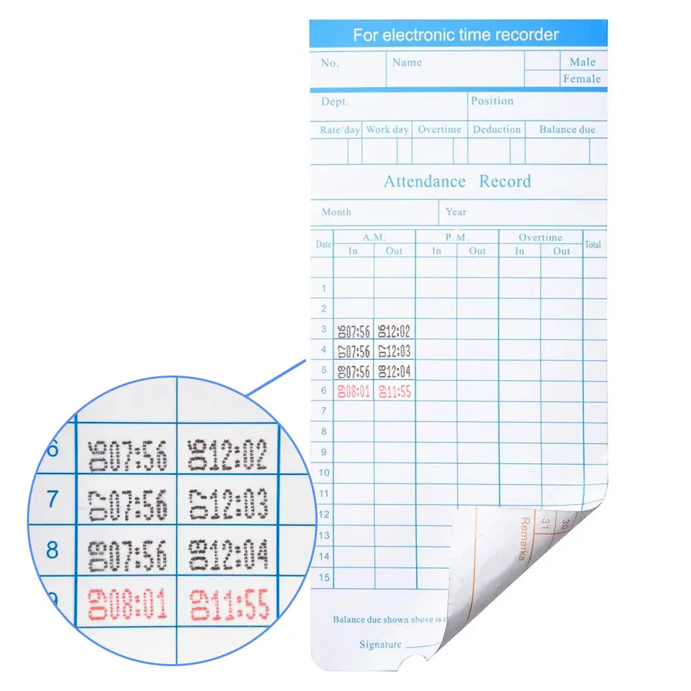 Employee Time Clock Cards- 100 Pcs.