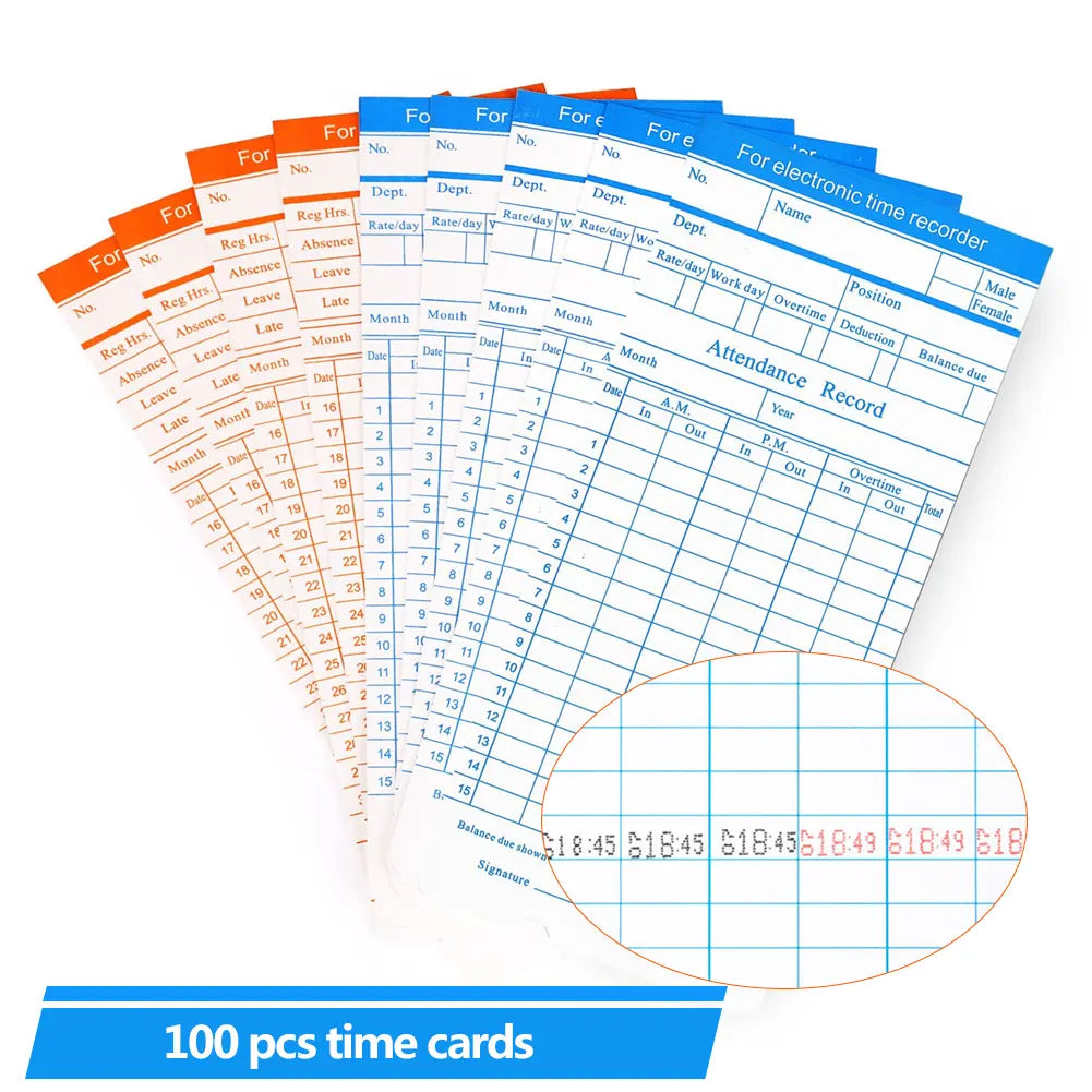Employee Time Clock Cards- 100 Pcs.