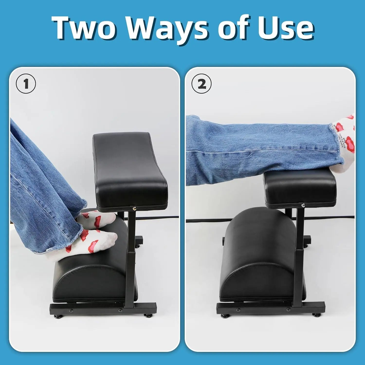 Ergonomic Extra-Wide Leather Adjustable Footrest