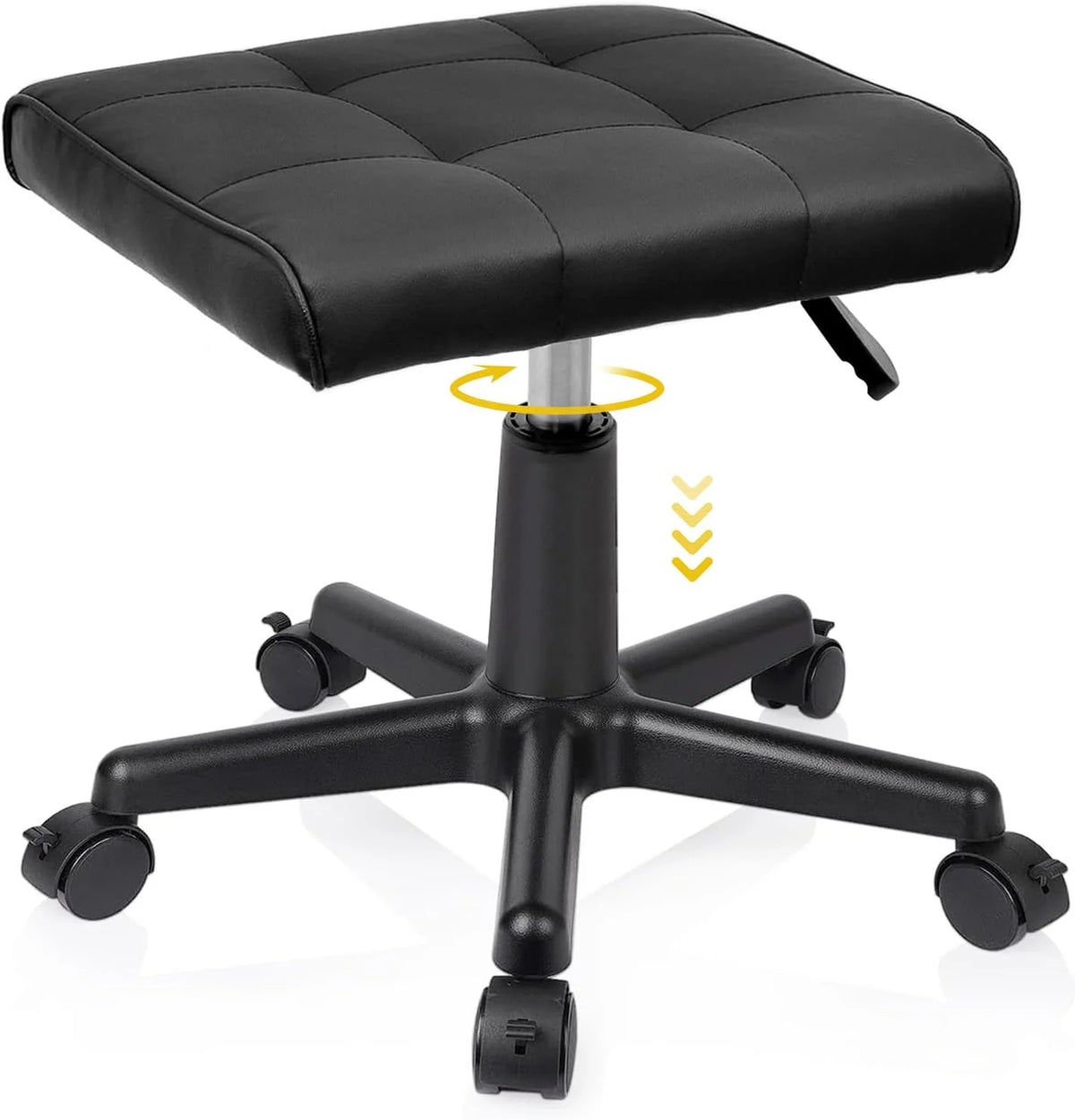 Ergonomic Leather Footrest Ottoman with Adjustable Height & Wheels