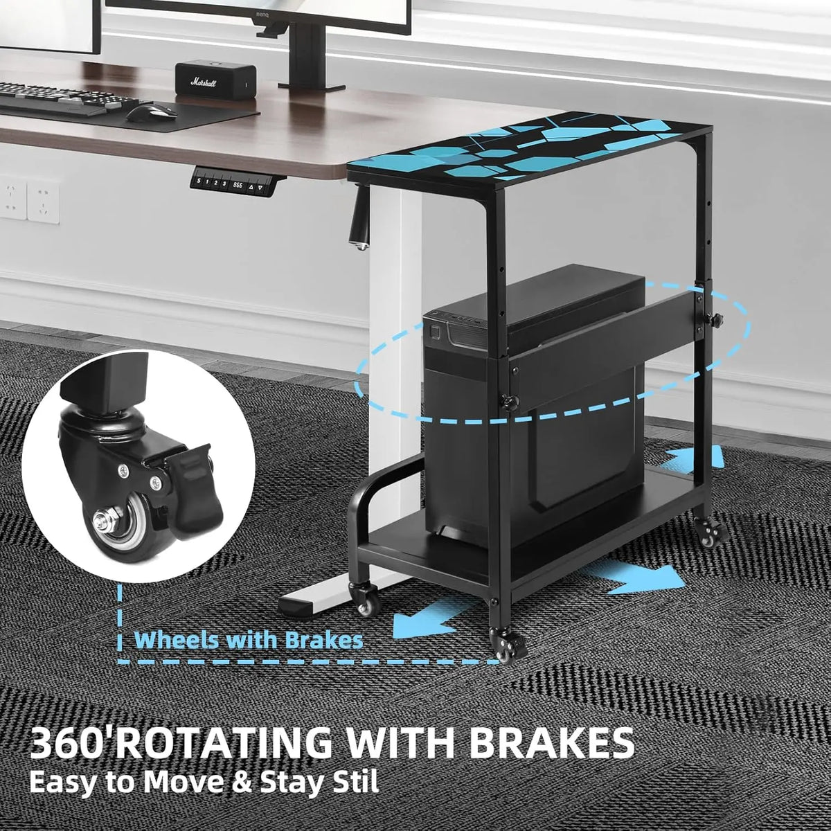 Adjustable 2-Tier Mobile CPU Rack with Wheels