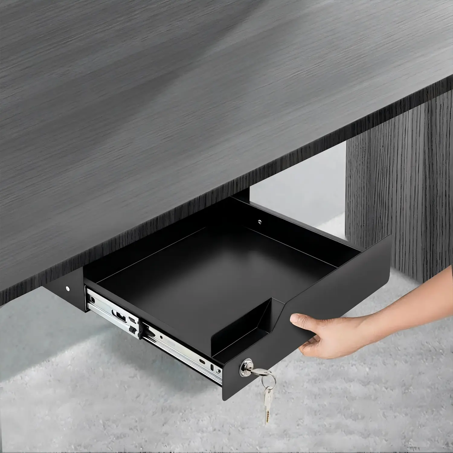 Lockable Under Desk Sliding Drawer