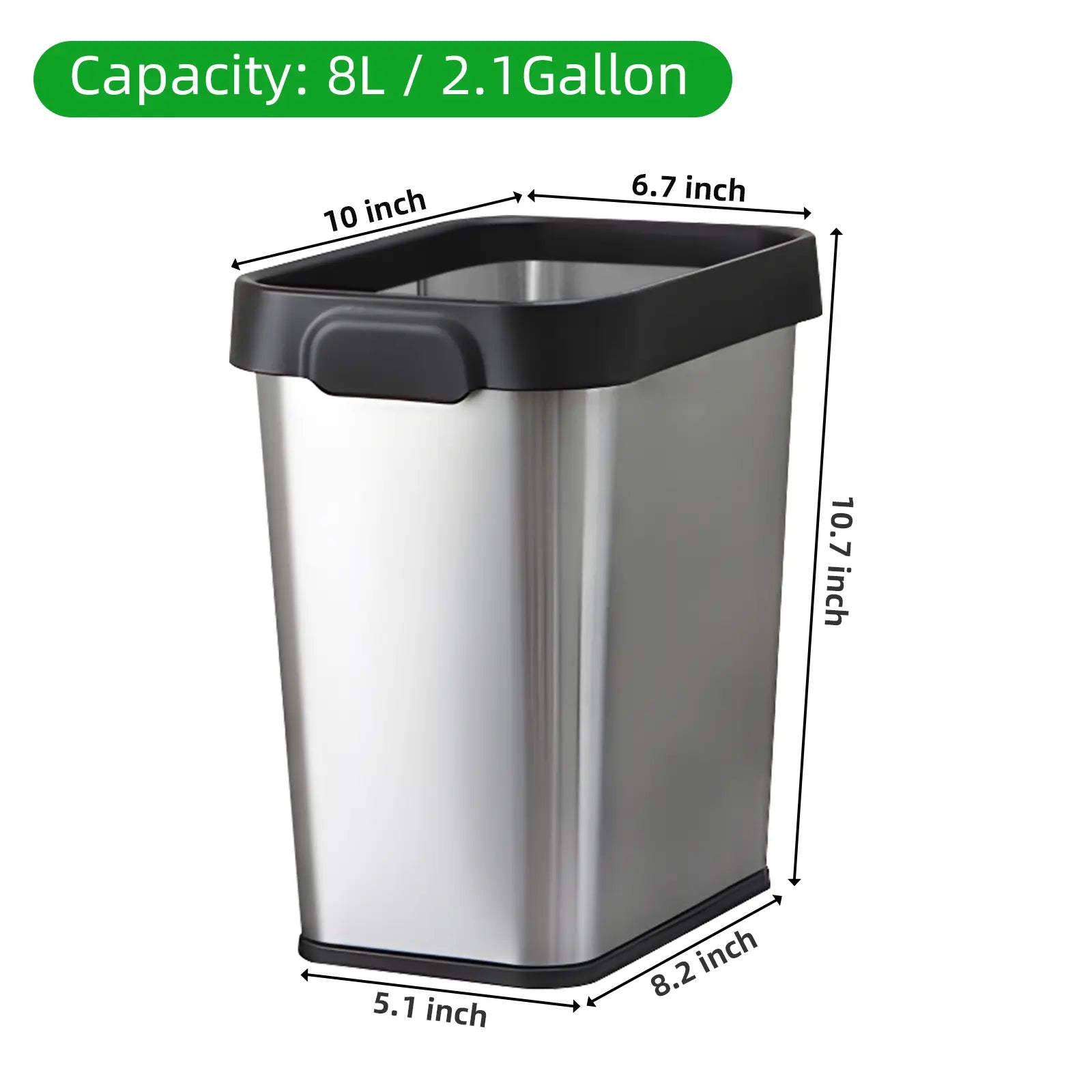 Multi-packs Rectangular Stainless Steel Trash Can