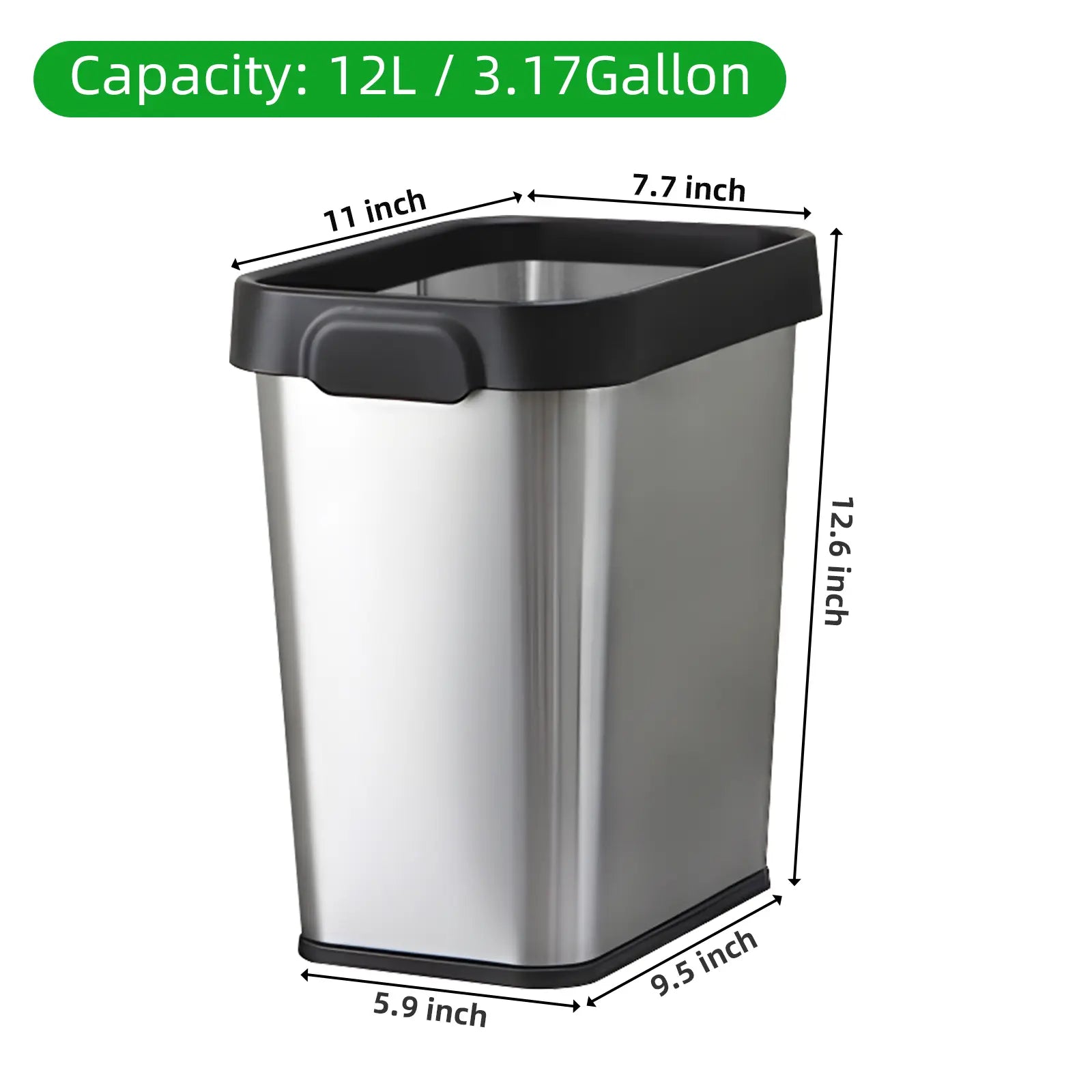 Multi-packs Rectangular Stainless Steel Trash Can